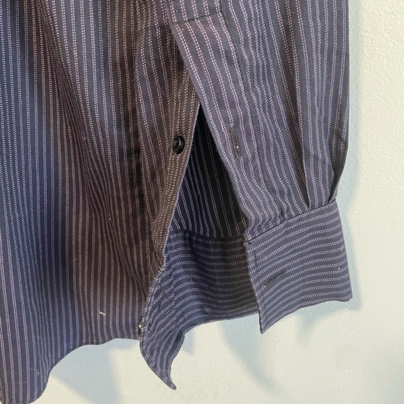 Jones New York Purple  & Black Striped Button Up Dress Shirt - Picture 8 of 8